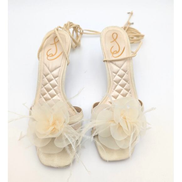 Sam Edelman Pammie Flower Kitten Heel Women's Sandals Pearl Ivory Size US7 - Picture 3 of 12